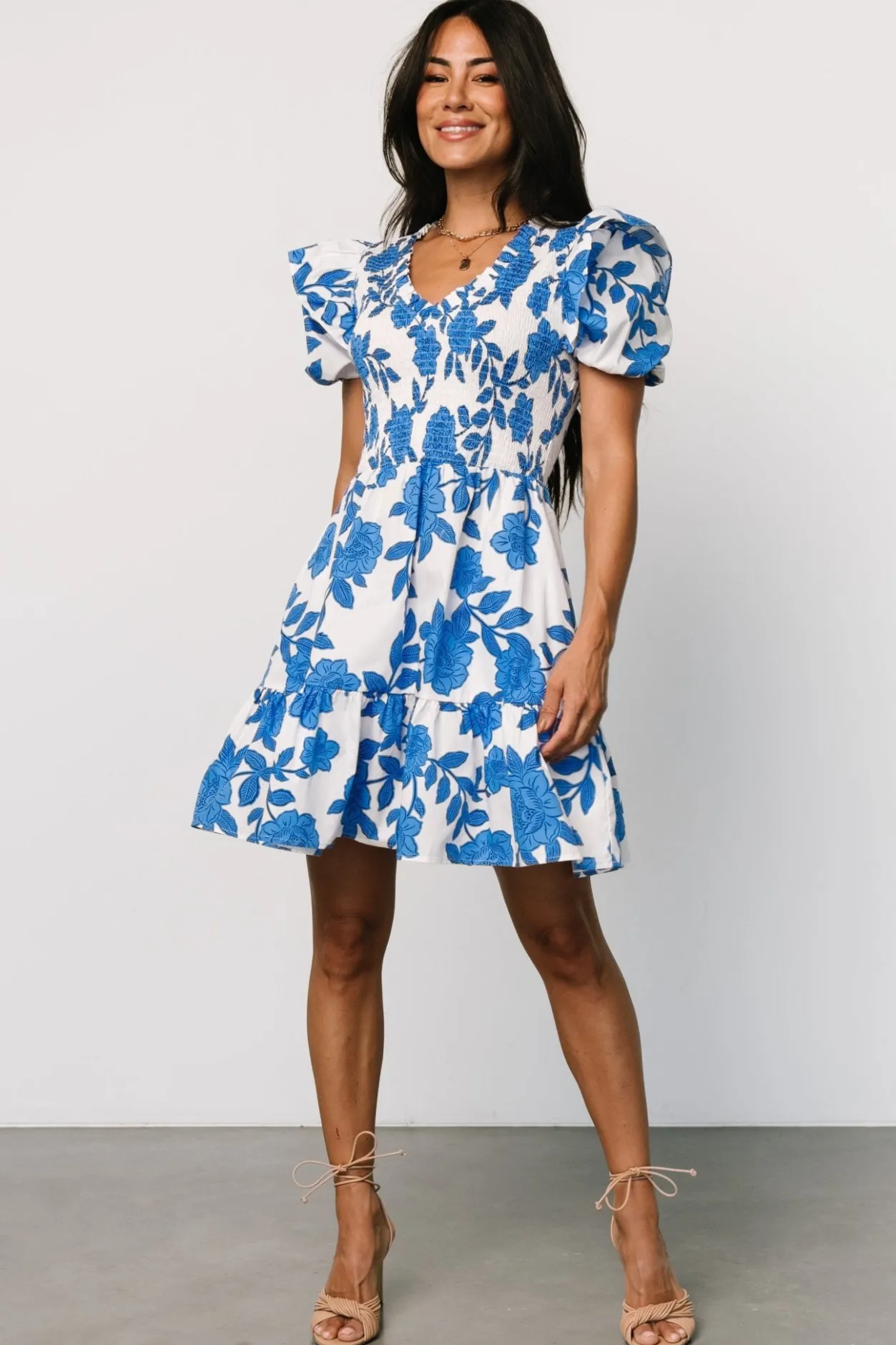 Sale Baltic Born Charee Short Dress | White + Blue White+Blue