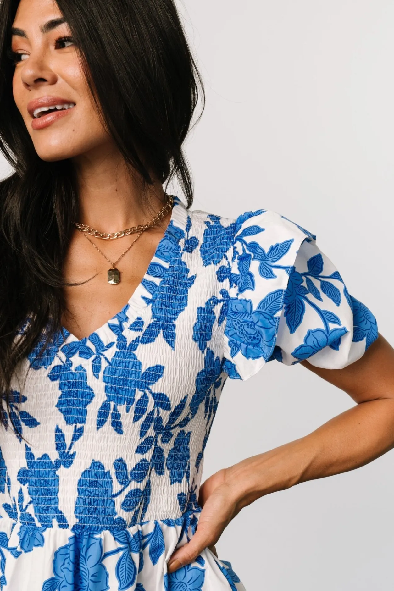 Sale Baltic Born Charee Short Dress | White + Blue White+Blue