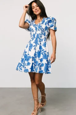 Sale Baltic Born Charee Short Dress | White + Blue White+Blue
