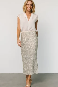 Clearance Baltic Born Charmed Sequin Midi Skirt | Champagne