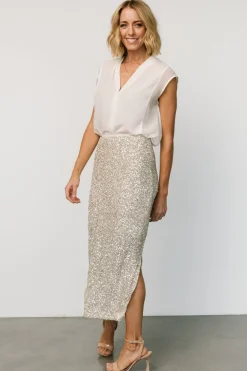 Clearance Baltic Born Charmed Sequin Midi Skirt | Champagne