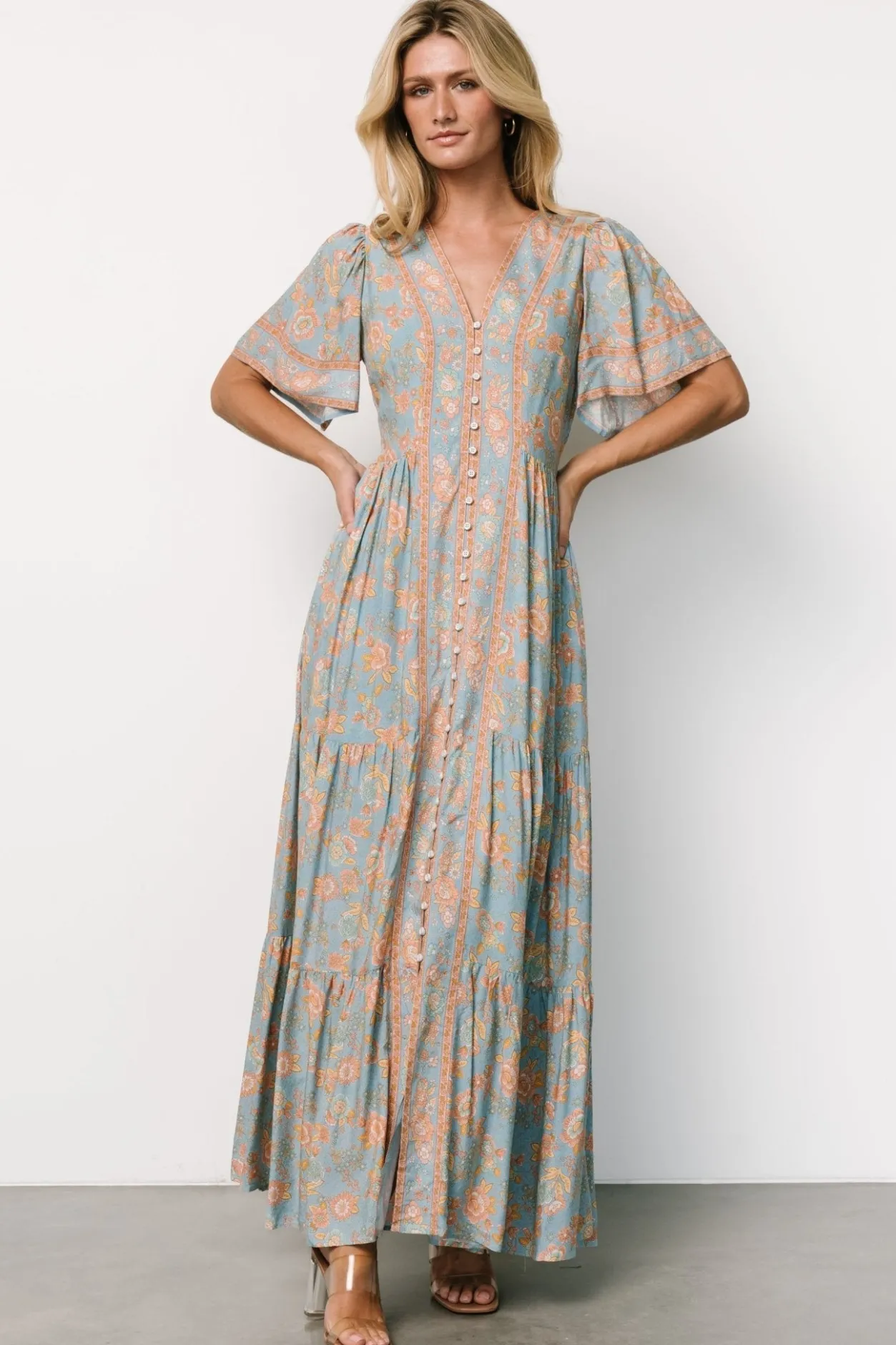 Fashion Baltic Born Cheryl Maxi Dress | Dusty Blue Floral DustyBlueFloral