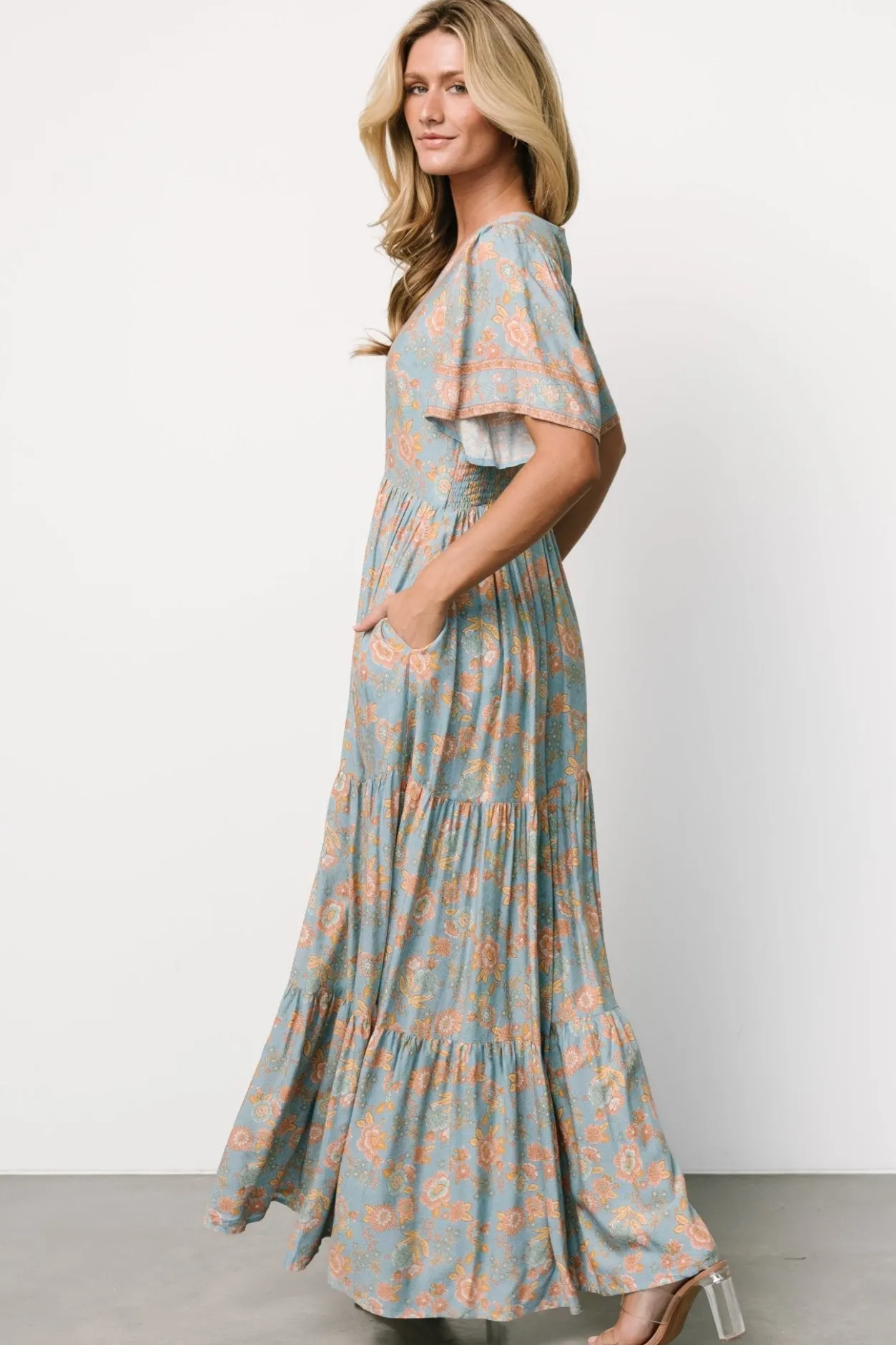 Fashion Baltic Born Cheryl Maxi Dress | Dusty Blue Floral DustyBlueFloral