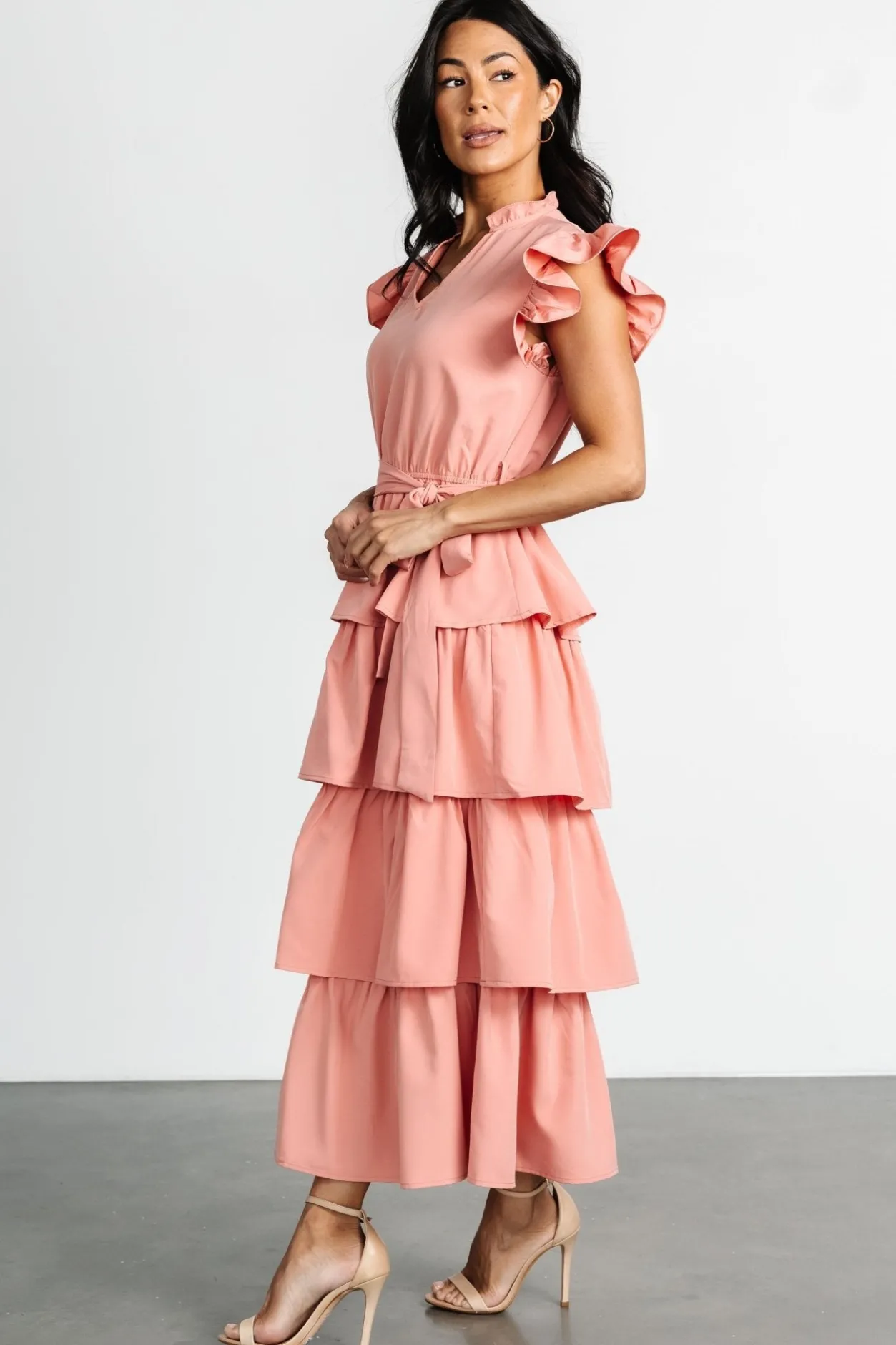 Discount Baltic Born Chrysanthi Tiered Dress | Dusty Coral DustyCoral