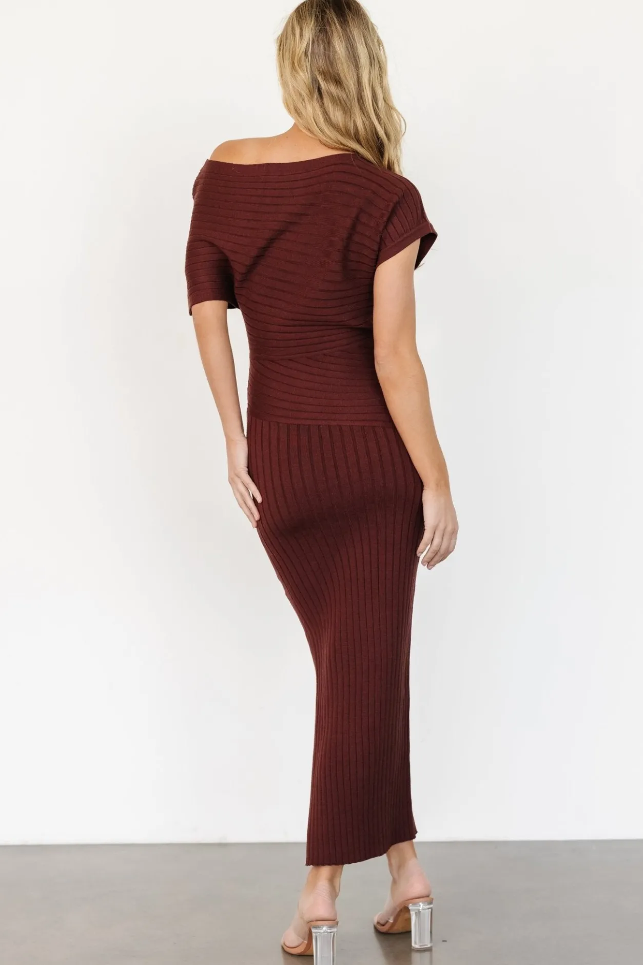 Sale Baltic Born Clara Ribbed Sweater Dress | Mahogany Brown MahoganyBrown