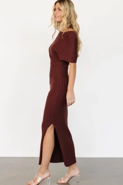 Sale Baltic Born Clara Ribbed Sweater Dress | Mahogany Brown MahoganyBrown