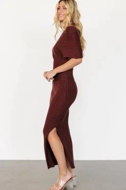 Sale Baltic Born Clara Ribbed Sweater Dress | Mahogany Brown MahoganyBrown