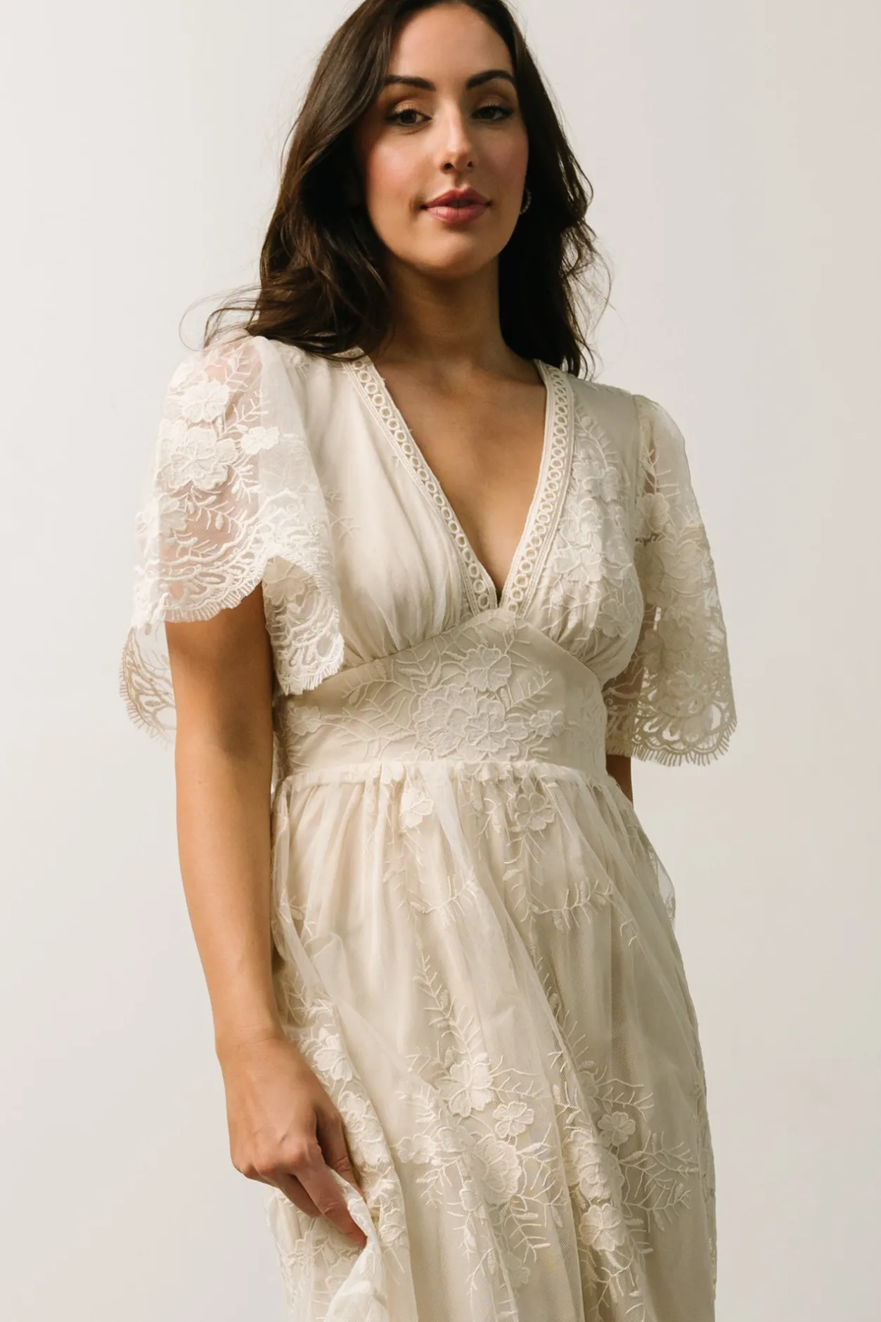 Outlet Baltic Born Clarisa Lace Midi Dress | Vintage Cream VintageCream