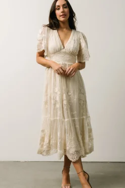 Outlet Baltic Born Clarisa Lace Midi Dress | Vintage Cream VintageCream