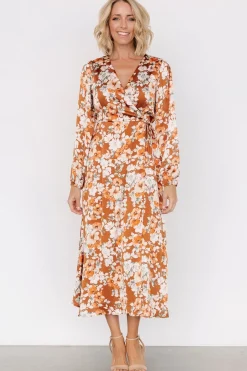 Hot Baltic Born Clarissa Faux Wrap Midi Dress | Copper + Ivory Copper+Ivory