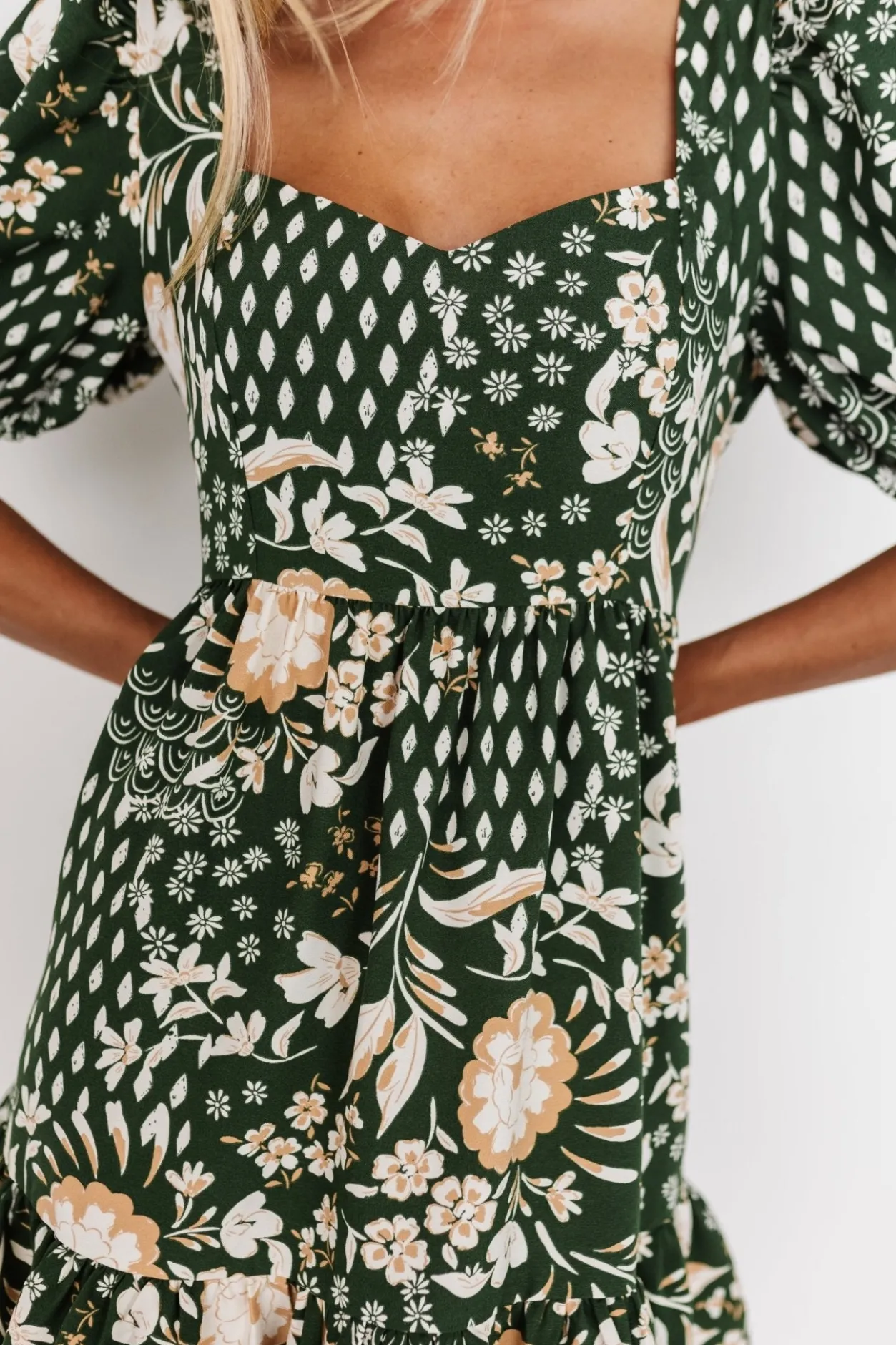 New Baltic Born Clea Sweetheart Mini Dress | Olive Multi OliveMulti