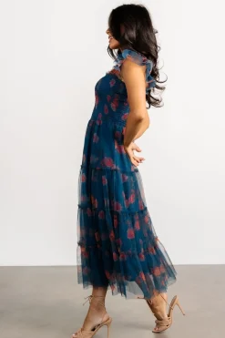 Best Baltic Born Clementine Tulle Midi Dress | Persian Blue + Rust PersianBlue+Rust