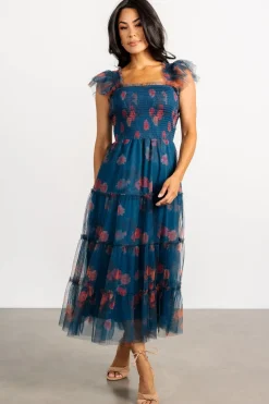 Best Baltic Born Clementine Tulle Midi Dress | Persian Blue + Rust PersianBlue+Rust