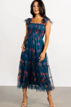 Best Baltic Born Clementine Tulle Midi Dress | Persian Blue + Rust PersianBlue+Rust