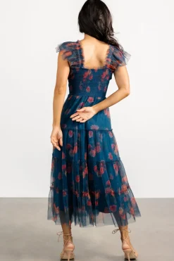 Best Baltic Born Clementine Tulle Midi Dress | Persian Blue + Rust PersianBlue+Rust