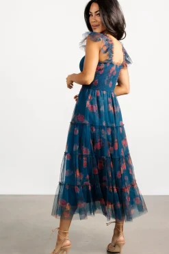 Best Baltic Born Clementine Tulle Midi Dress | Persian Blue + Rust PersianBlue+Rust