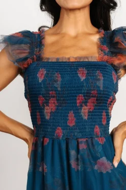 Best Baltic Born Clementine Tulle Midi Dress | Persian Blue + Rust PersianBlue+Rust