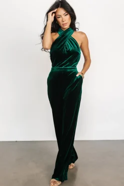 Discount Baltic Born Cleopatra Velvet Jumpsuit | Dark Green DarkGreen