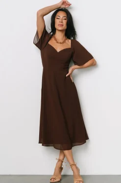 New Baltic Born Colette Sweetheart Midi Dress | Espresso