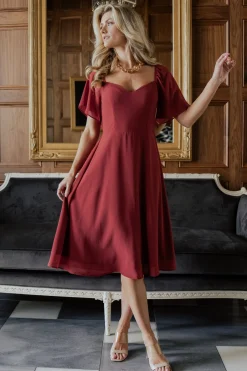 Online Baltic Born Colette Sweetheart Midi Dress | Terracotta