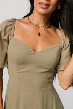 Clearance Baltic Born Colette Sweetheart Midi Dress | Dusty Olive DustyOlive