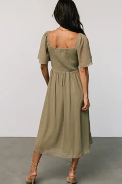 Clearance Baltic Born Colette Sweetheart Midi Dress | Dusty Olive DustyOlive
