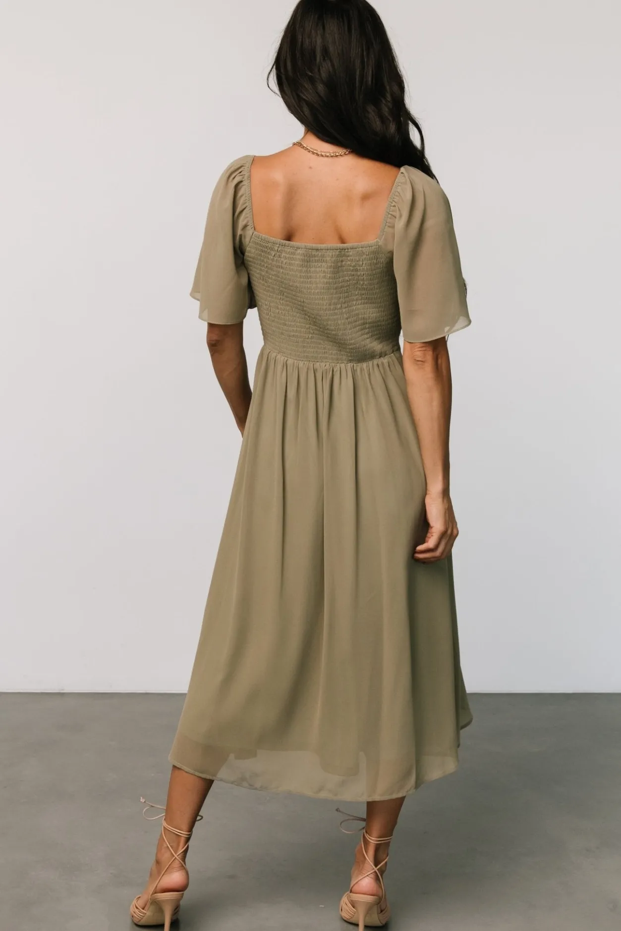 Clearance Baltic Born Colette Sweetheart Midi Dress | Dusty Olive DustyOlive