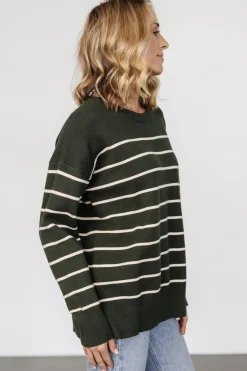Outlet Baltic Born Colmar Striped Sweater | Pine + Cream Pine+Cream