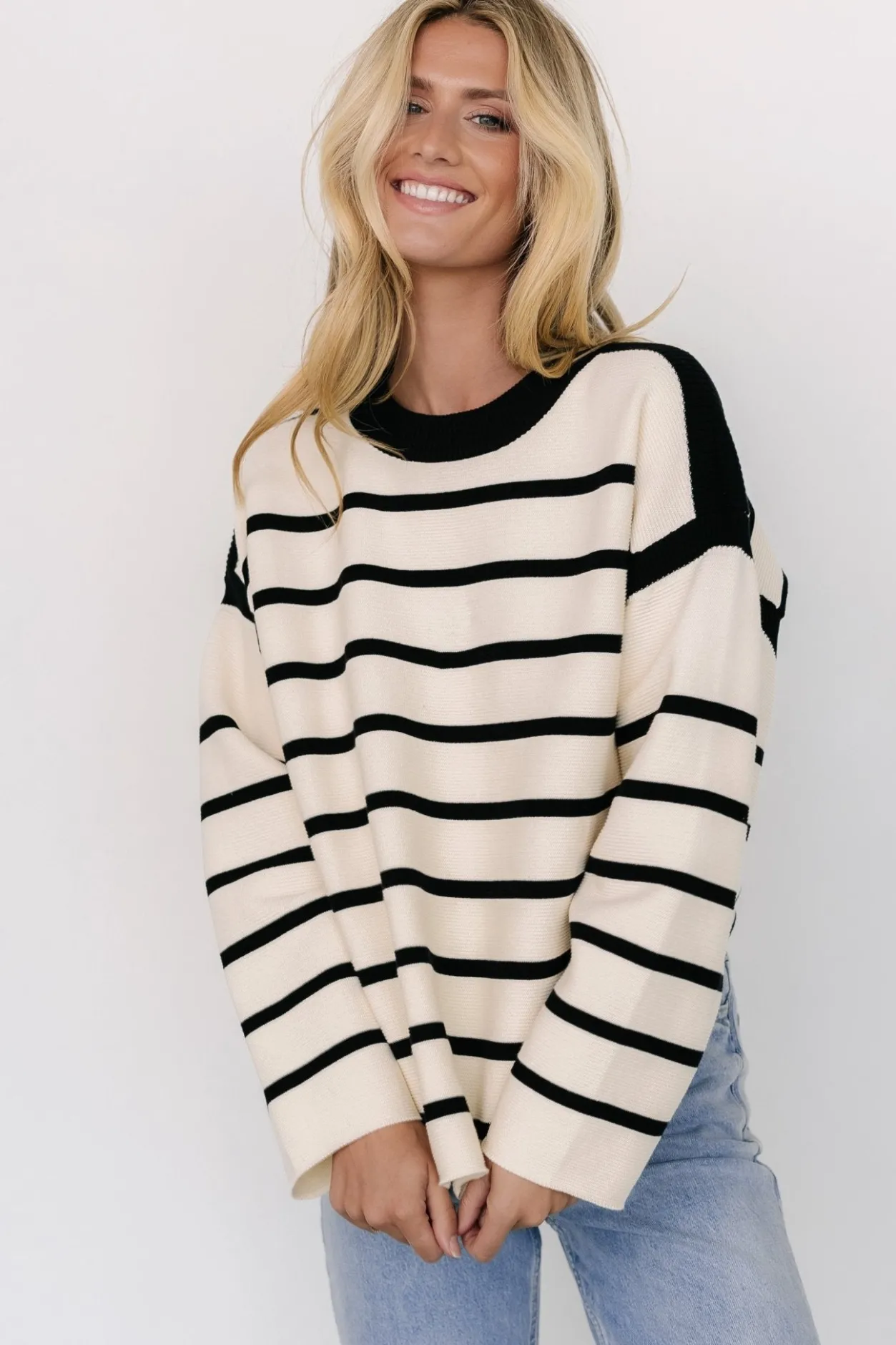Online Baltic Born Conway Striped Sweater | Cream + Black Cream+Black