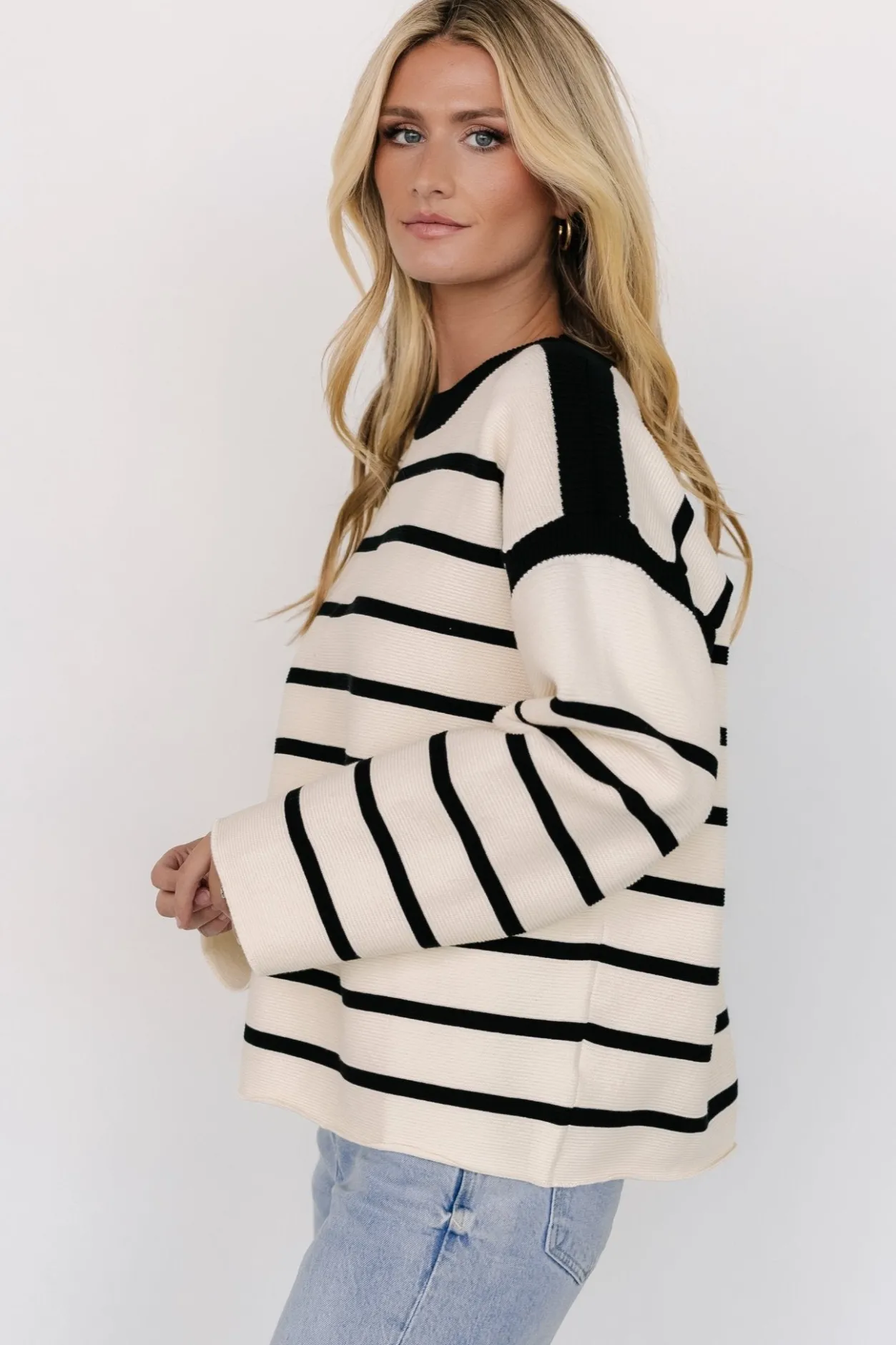 Online Baltic Born Conway Striped Sweater | Cream + Black Cream+Black