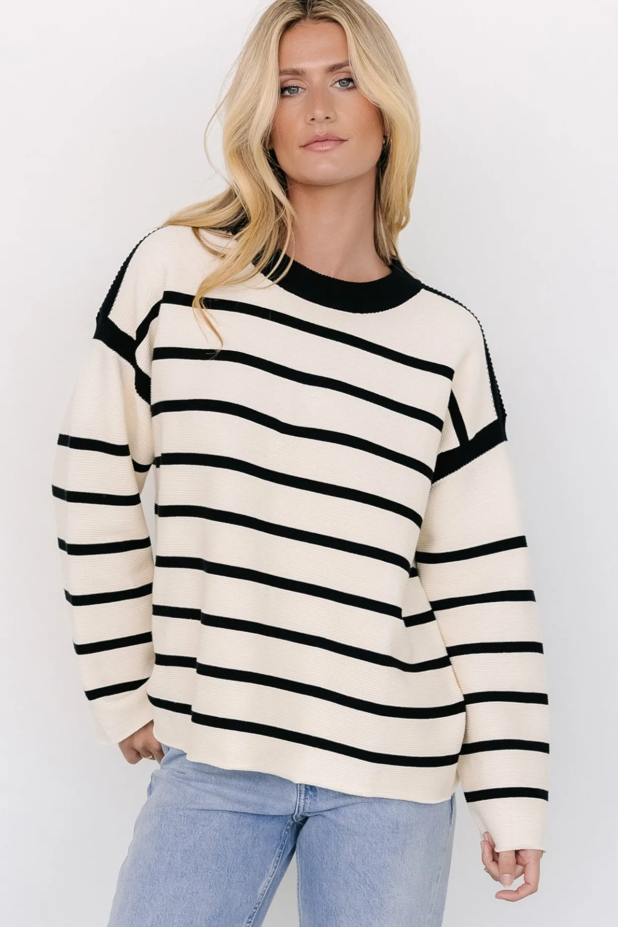 Online Baltic Born Conway Striped Sweater | Cream + Black Cream+Black