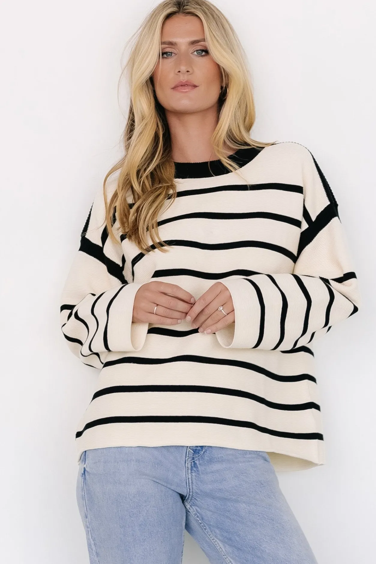 Online Baltic Born Conway Striped Sweater | Cream + Black Cream+Black
