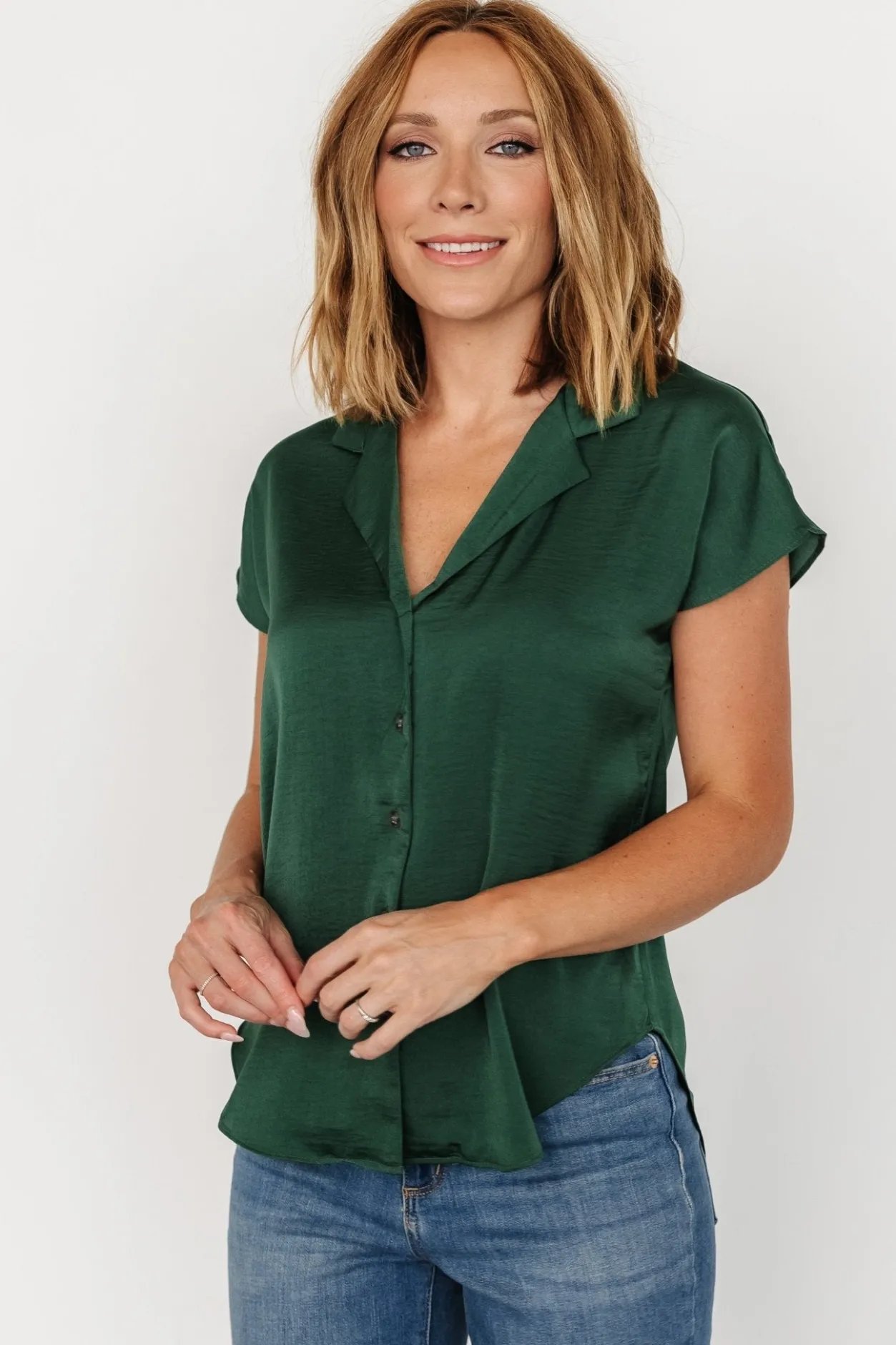Fashion Baltic Born Corey Button Top | Hunter Green HunterGreen