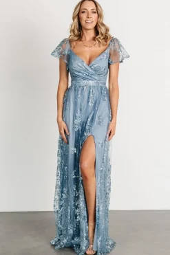 Best Baltic Born Corinne Shimmer Maxi Gown | Slate Blue SlateBlue