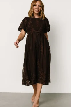 Best Baltic Born Corrine Embroidered Midi Dress | Brown
