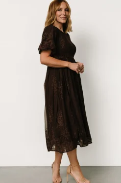 Best Baltic Born Corrine Embroidered Midi Dress | Brown