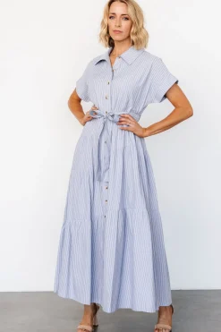 Discount Baltic Born Covey Button Up Maxi Dress | Blue Stripe BlueStripe