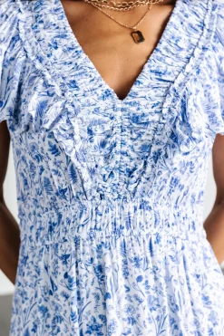 Outlet Baltic Born Crete Midi Dress | Blue + White Blue+White