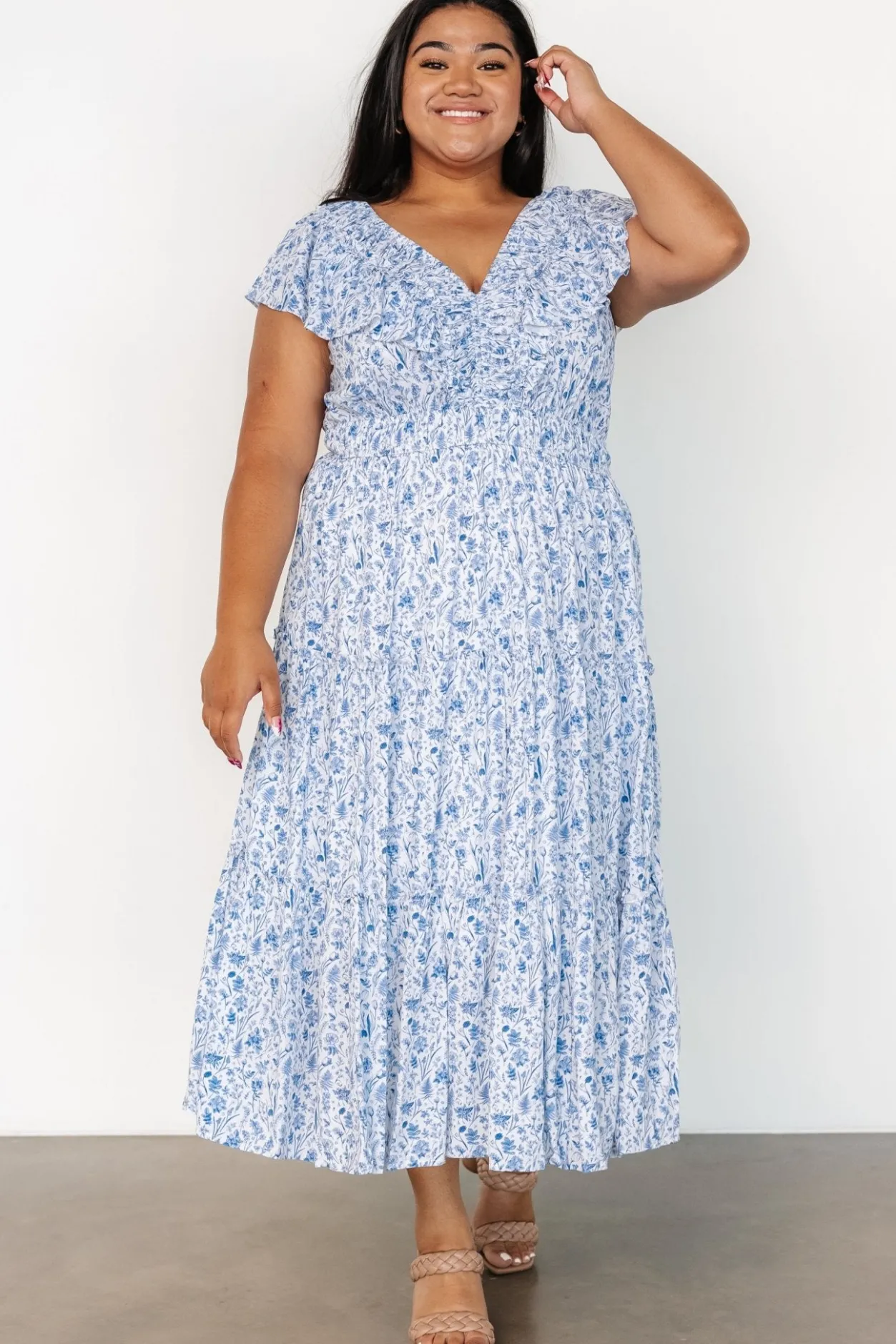 Outlet Baltic Born Crete Midi Dress | Blue + White Blue+White