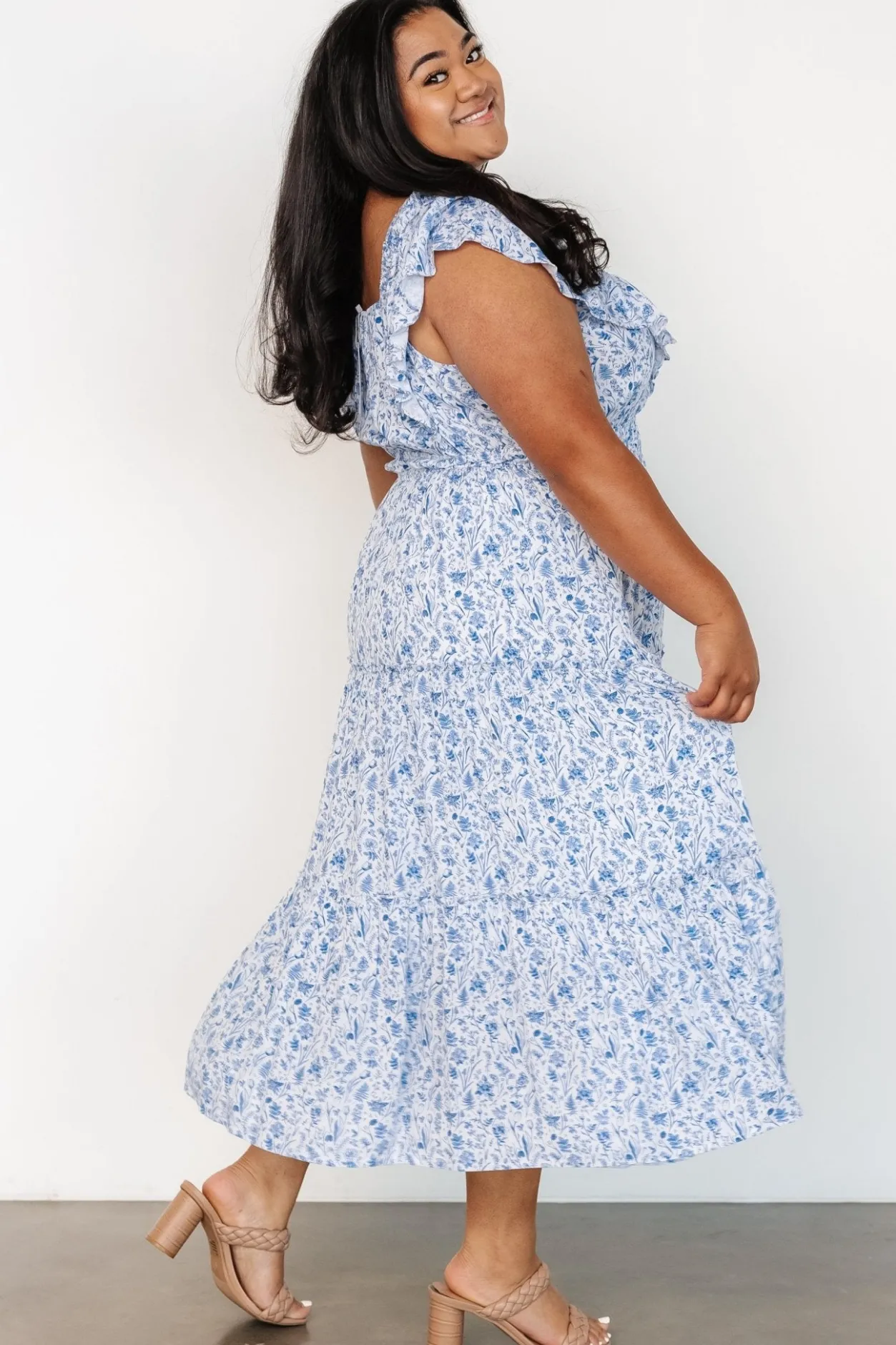 Outlet Baltic Born Crete Midi Dress | Blue + White Blue+White