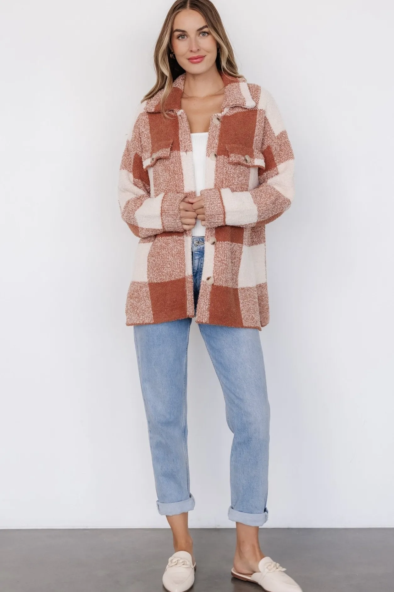 Outlet Baltic Born Crosby Knit Shacket | Copper + Ivory Copper+Ivory