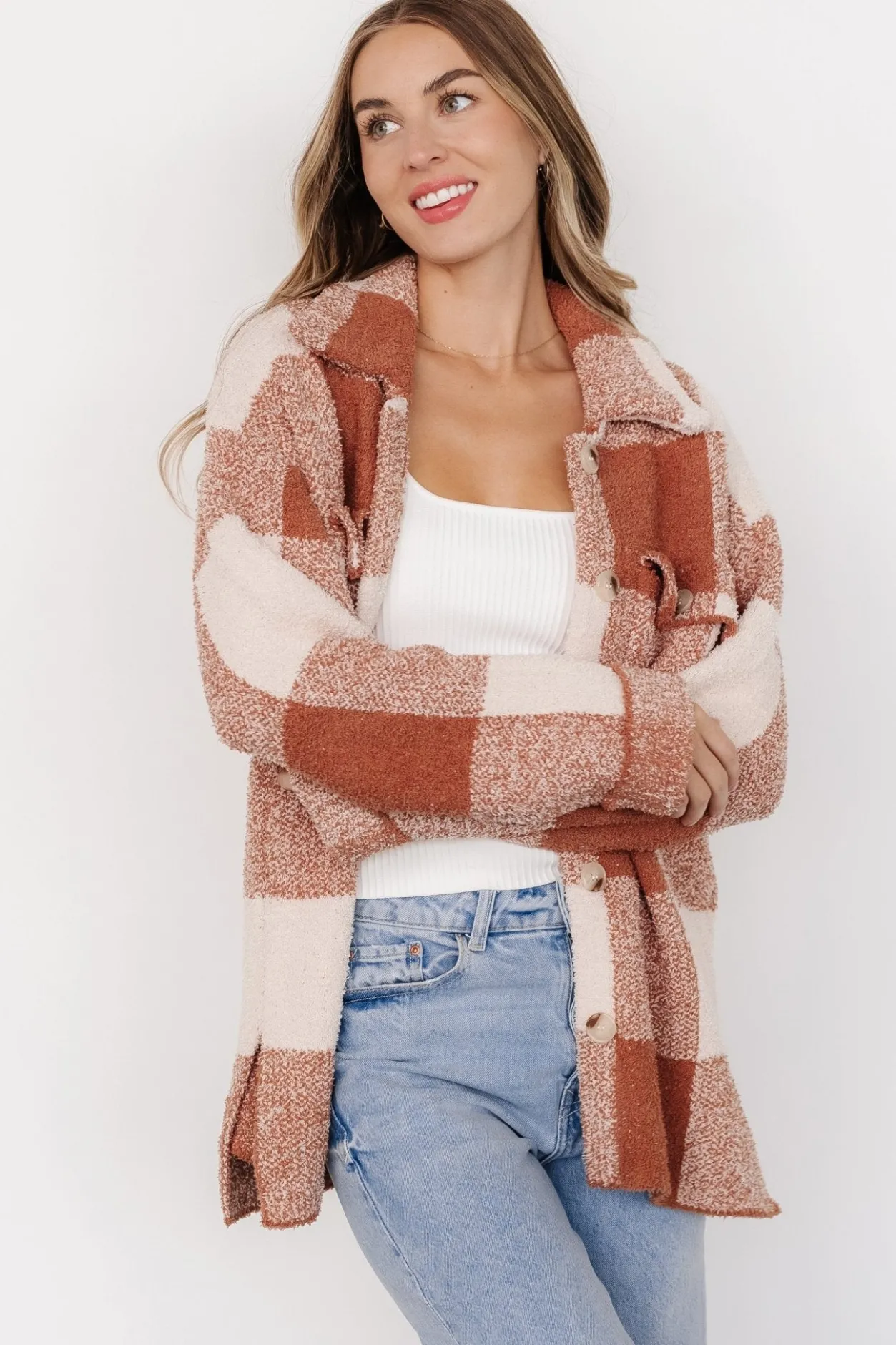 Outlet Baltic Born Crosby Knit Shacket | Copper + Ivory Copper+Ivory