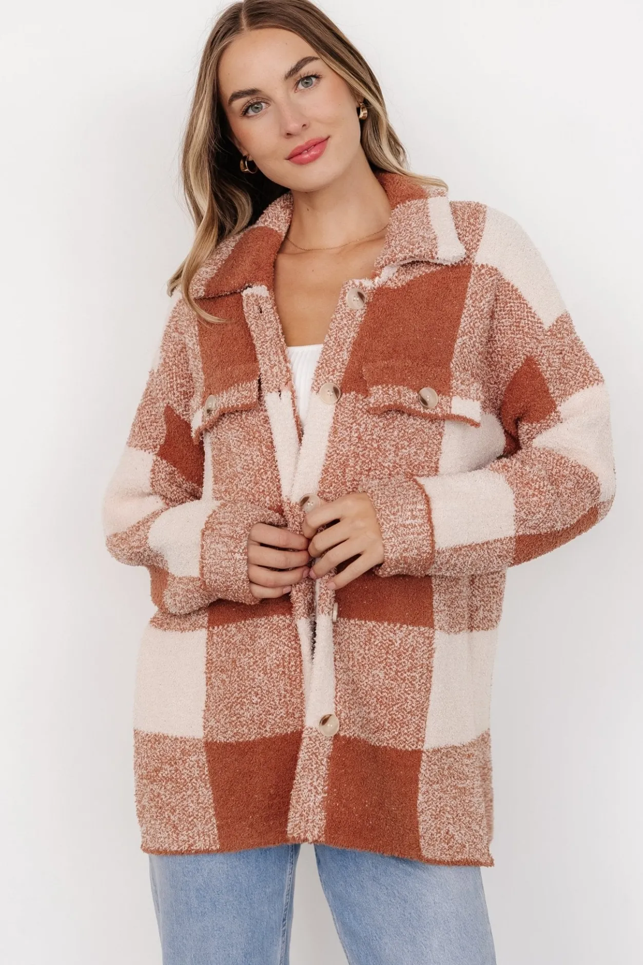 Outlet Baltic Born Crosby Knit Shacket | Copper + Ivory Copper+Ivory