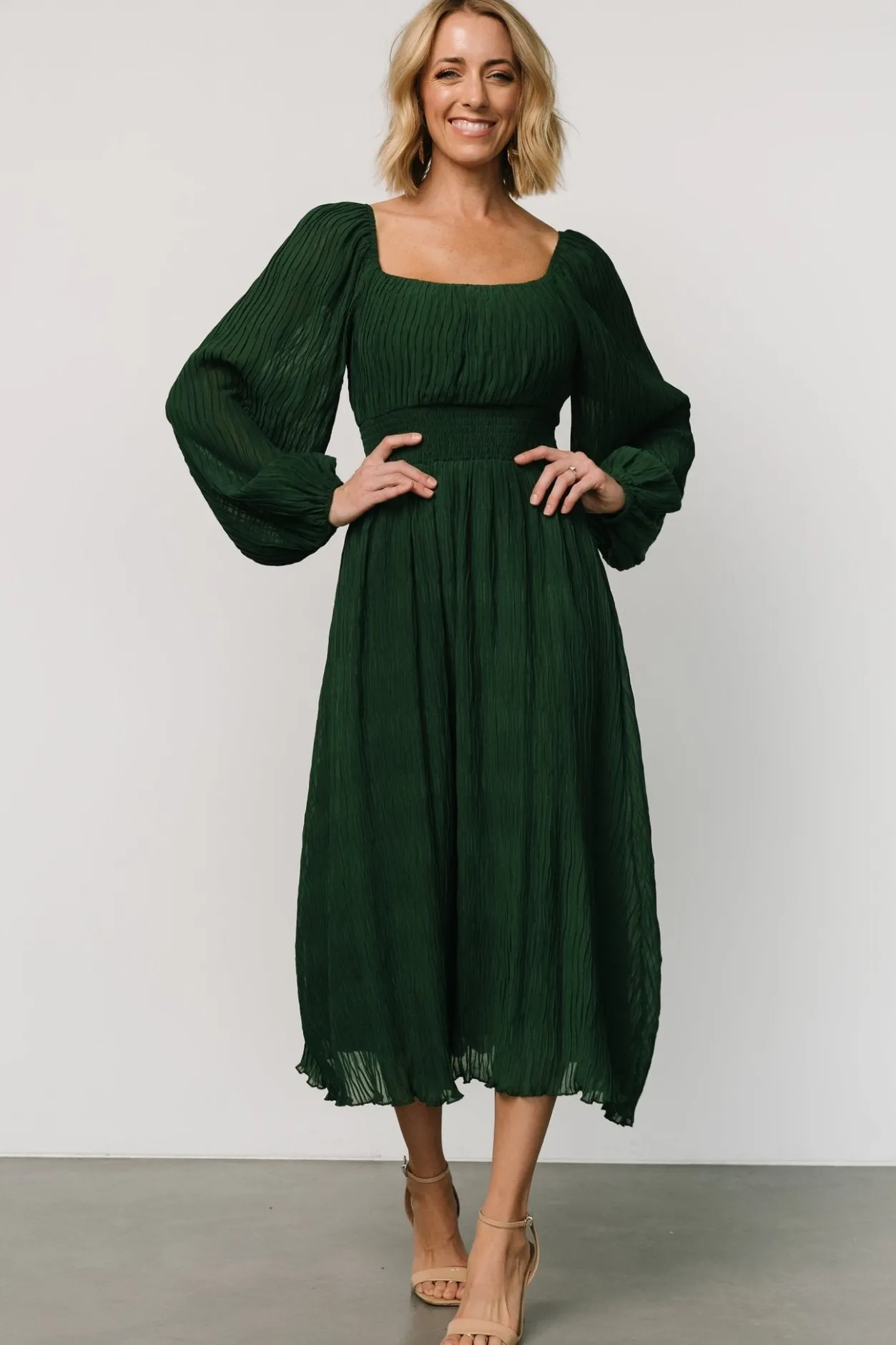 Fashion Baltic Born Dalton Pleated Midi Dress | Dark Green DarkGreen