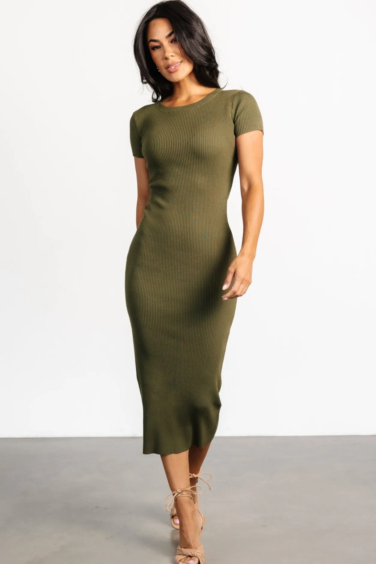 Online Baltic Born Dana Ribbed Midi Dress | Olive