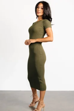 Online Baltic Born Dana Ribbed Midi Dress | Olive