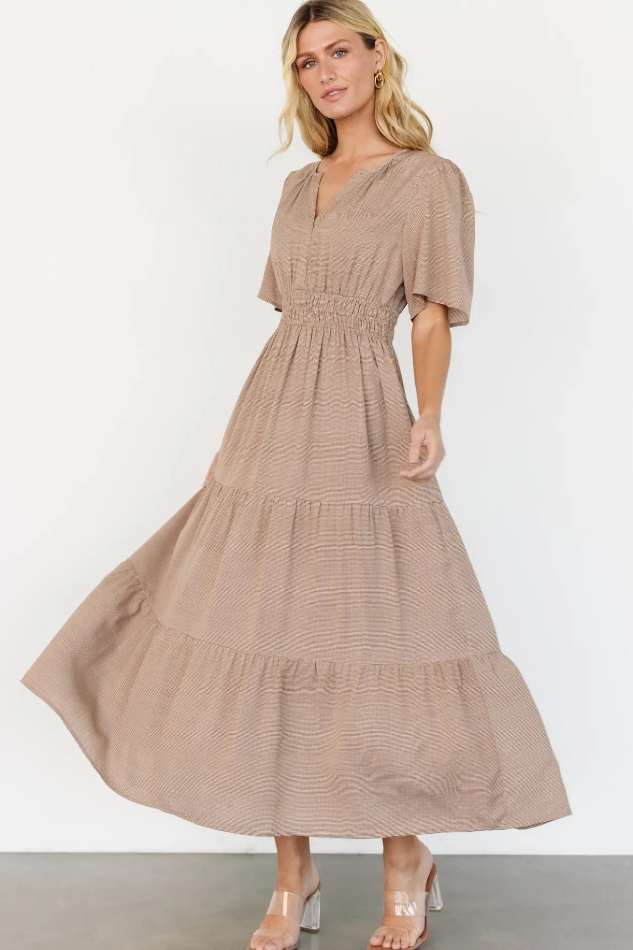 New Baltic Born Danielle Tiered Maxi Dress | Brown Print BrownPrint
