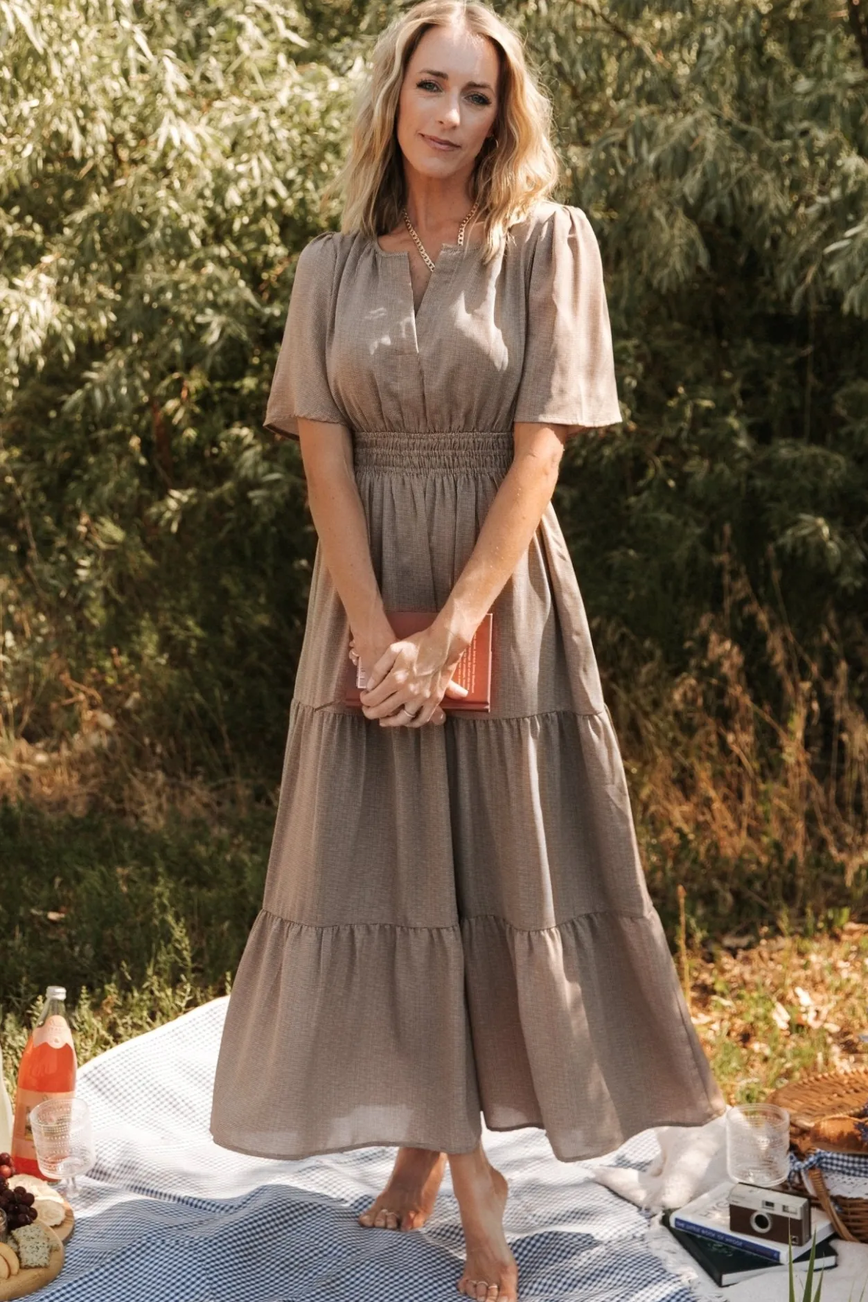 New Baltic Born Danielle Tiered Maxi Dress | Brown Print BrownPrint