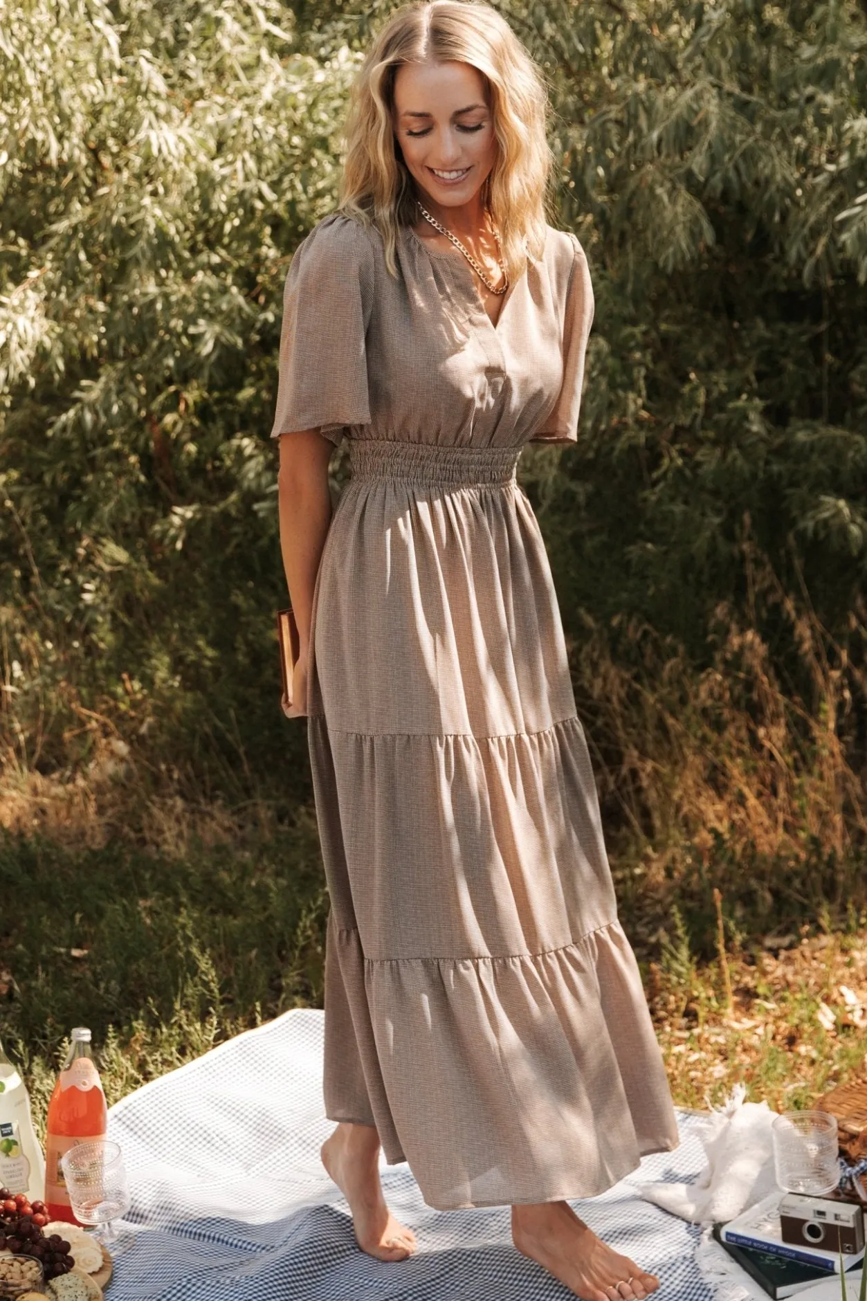 New Baltic Born Danielle Tiered Maxi Dress | Brown Print BrownPrint