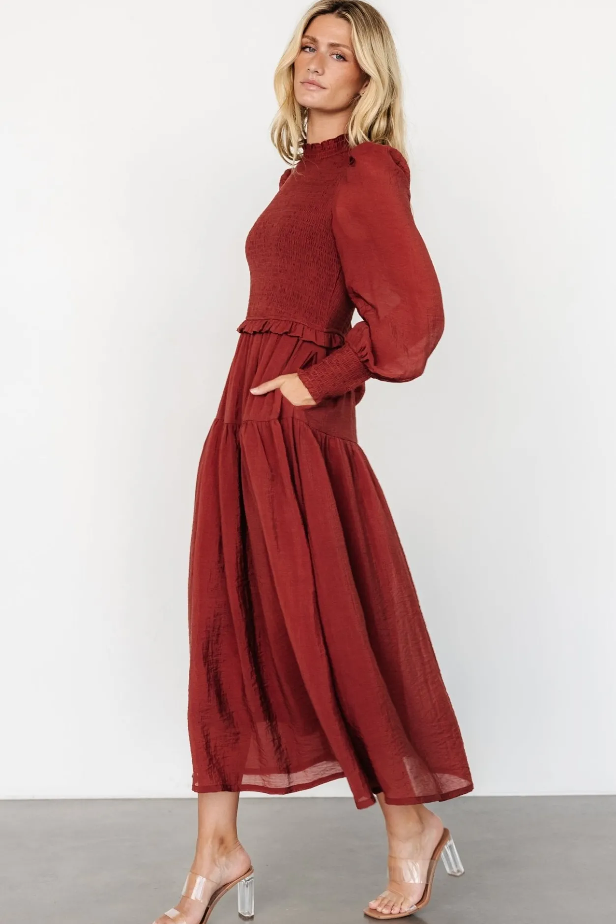 Clearance Baltic Born Daria Smocked Maxi Dress | Brick
